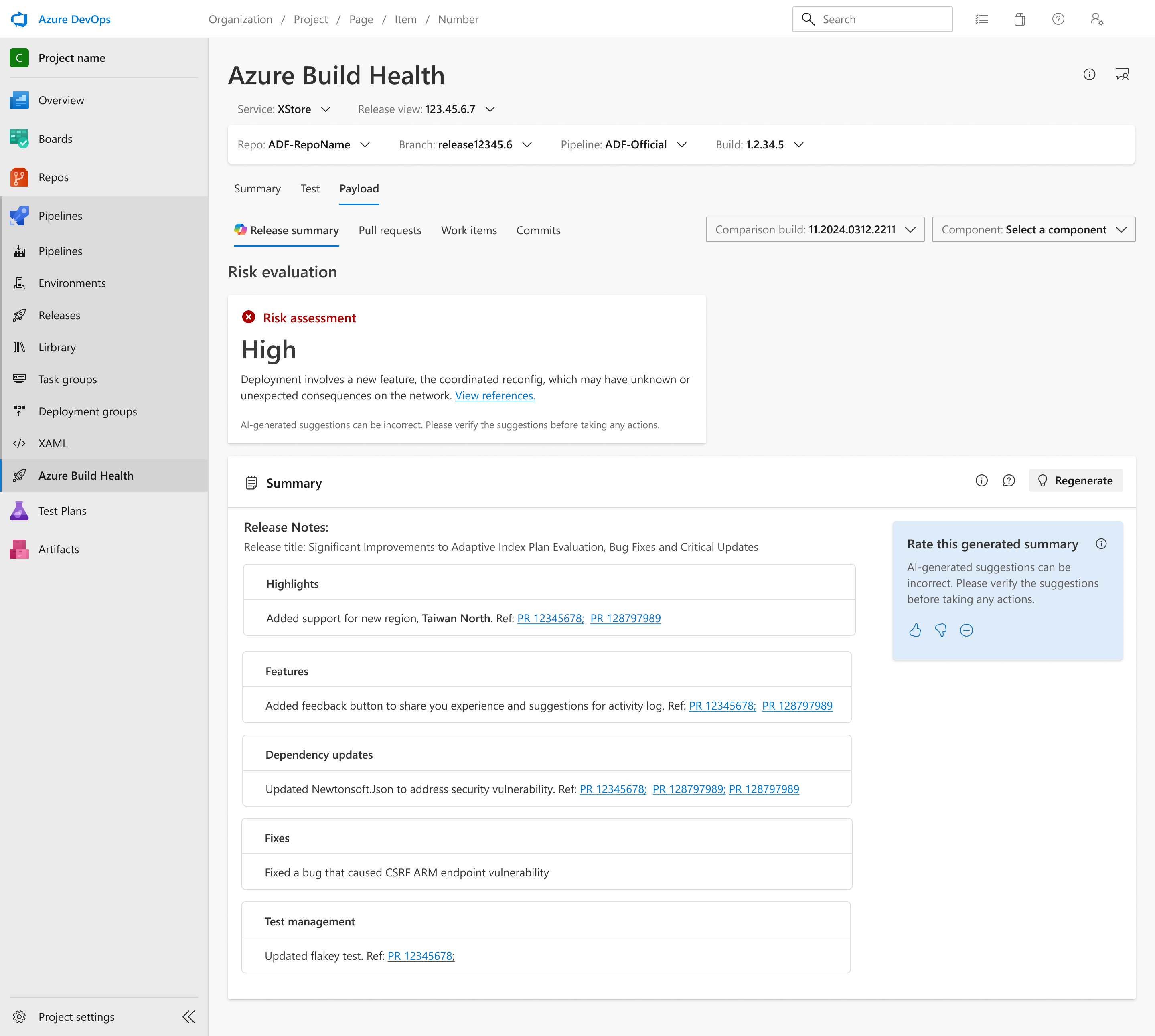 Azure Build Health Risk Assessment in Azure DevOps