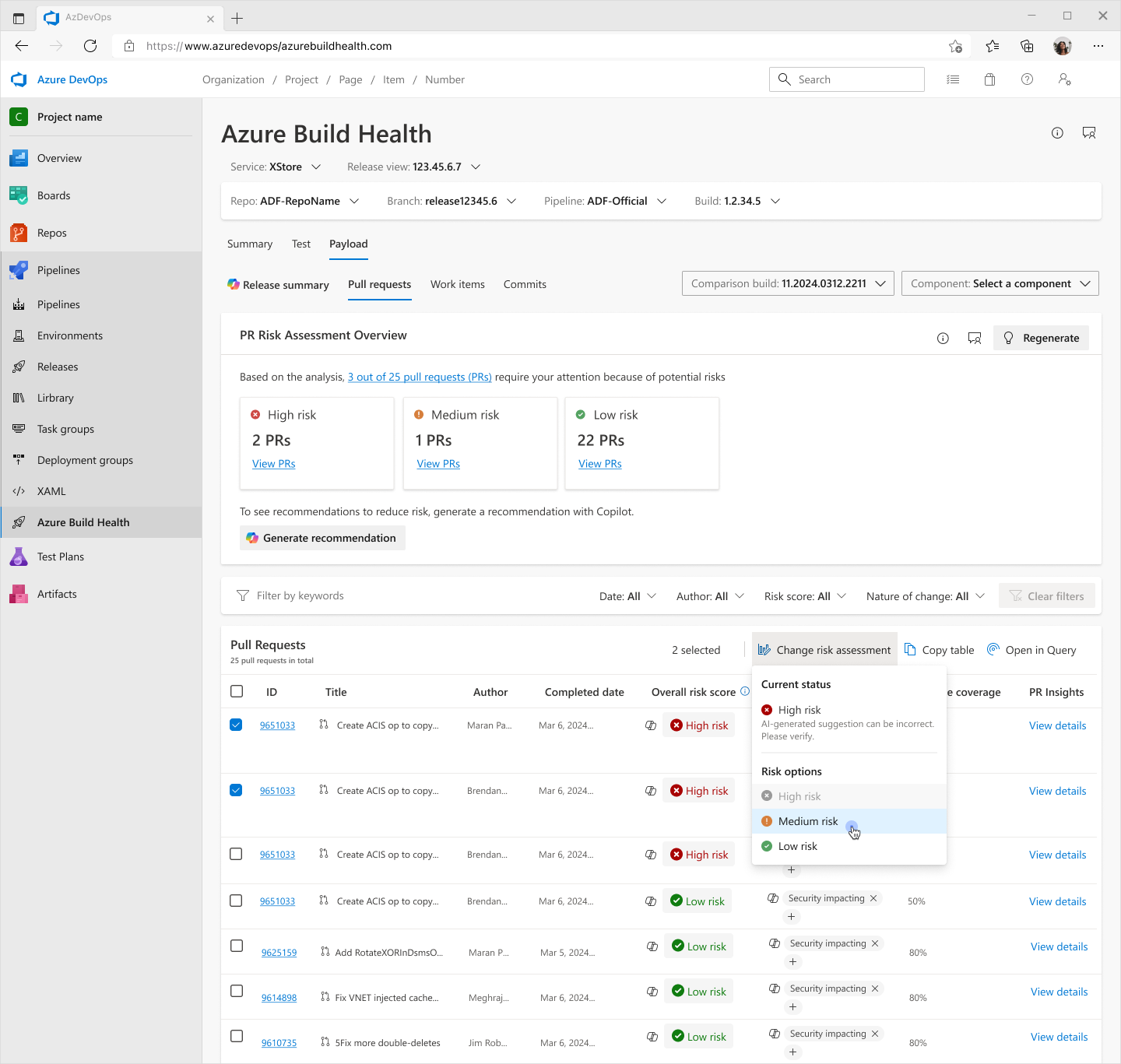 User overrides — risk change flow screen 1