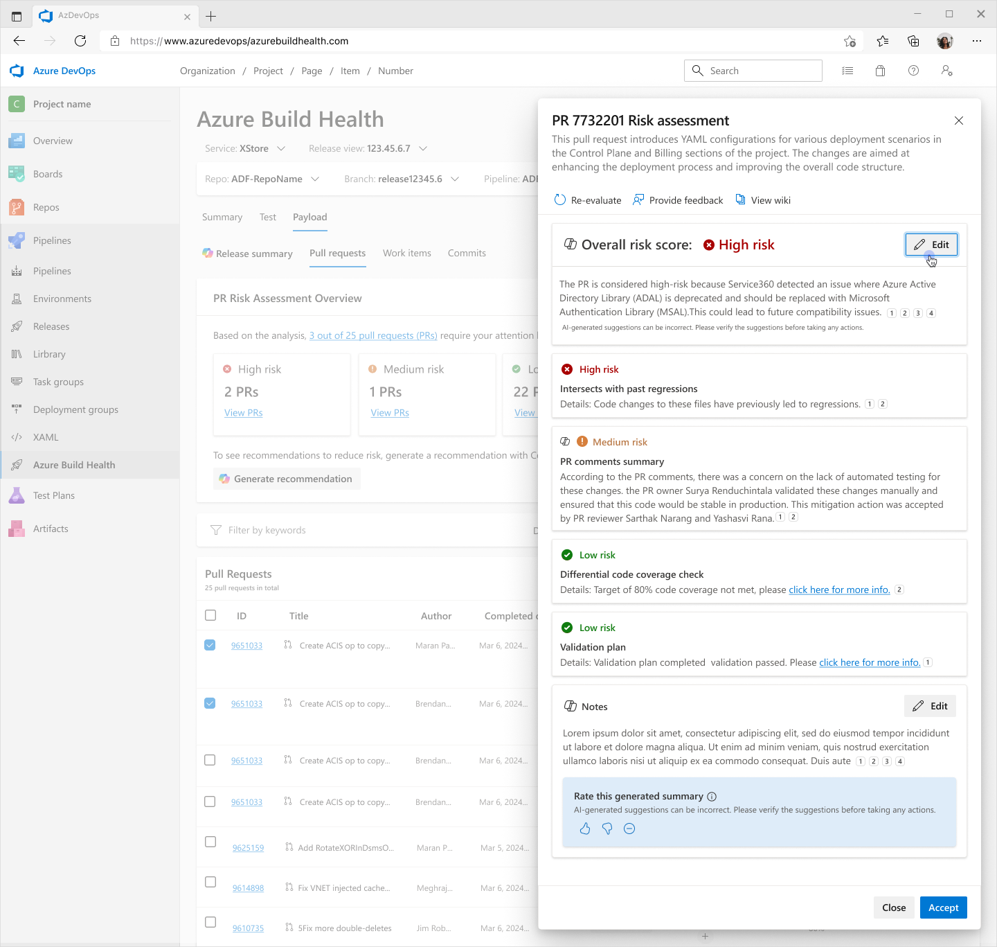 User overrides — risk change flow screen 2