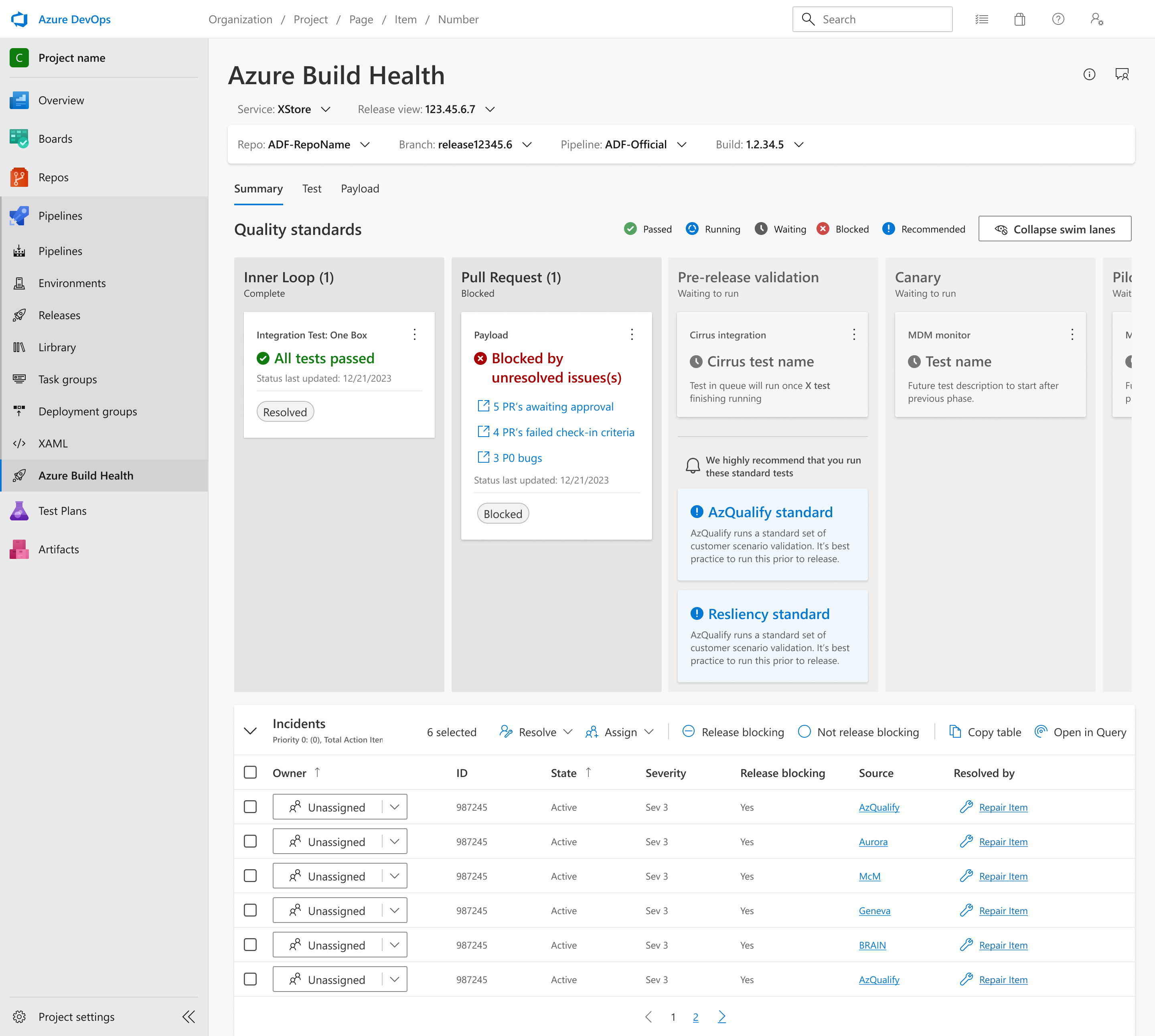 First iteration — swim lanes MVP Summary tab